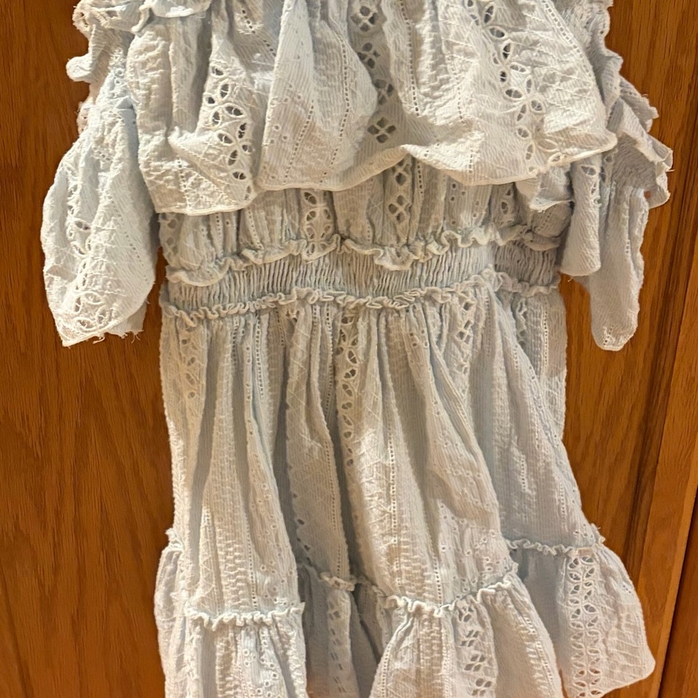 Ooh! La, La! Couture Light Blue Eyelet Ruffle Dress